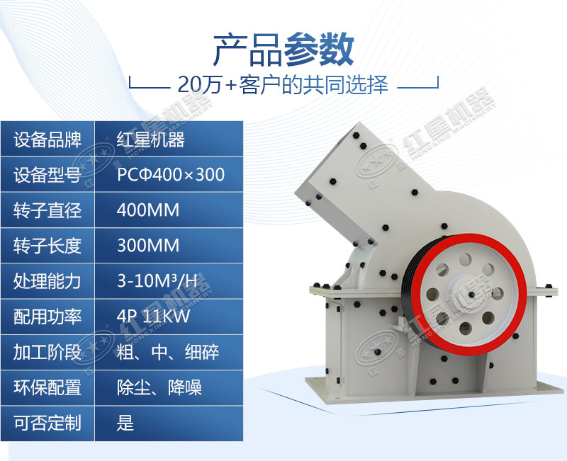 PCΦ400×300小型锤破粉碎机，leyu.乐鱼破碎机报价多少