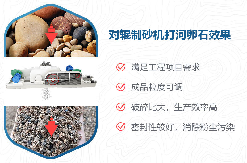 对辊制砂机打河卵石效果怎么样？多少钱一台？